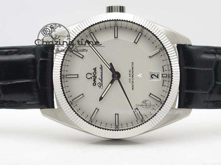 0721 Globemaster Master Chronometer SS V6F Best Edition White Dial On Black Leather Strap A FastDry 8269